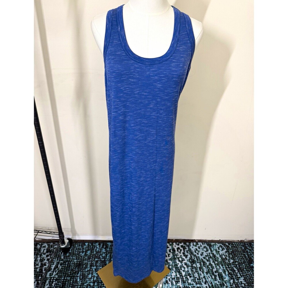 GAP Womens Maxi Tank Dress M Blue Heathered Scoop Neck Knit Stretch NEW 529